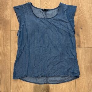 Express Denim Blue Cap Sleeve Blouse